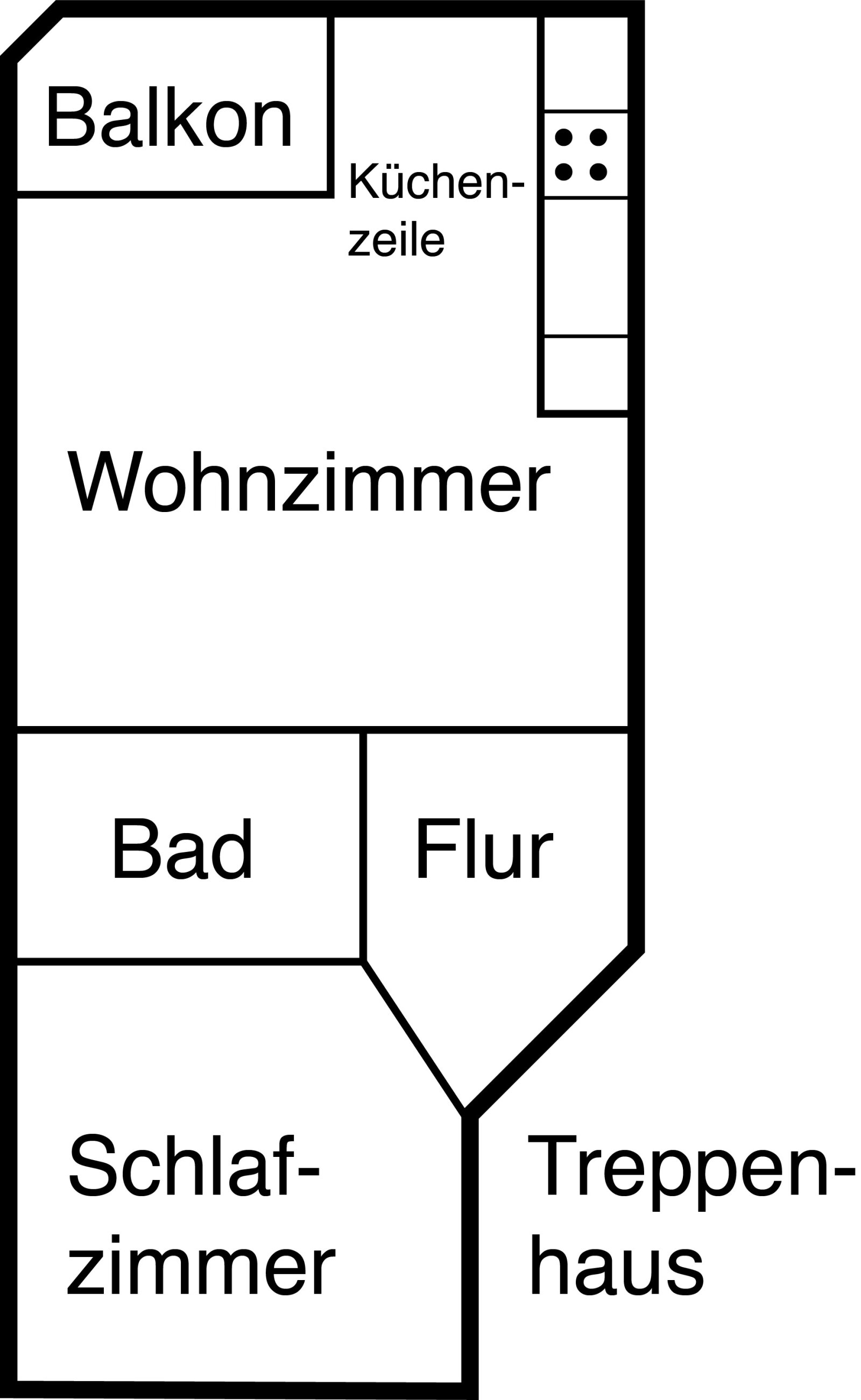 Grundriss 2-Raum für bis zu 4 Personen 