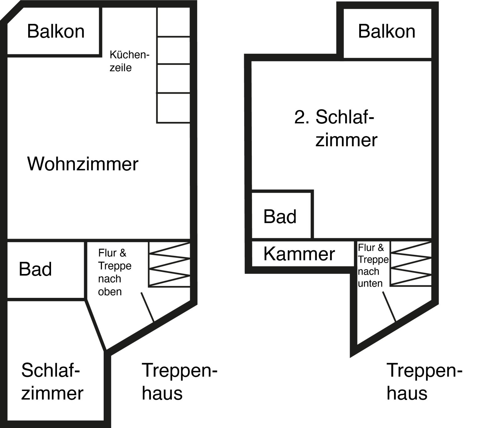 Grundriss 3-Raum für bis zu 6 Personen  